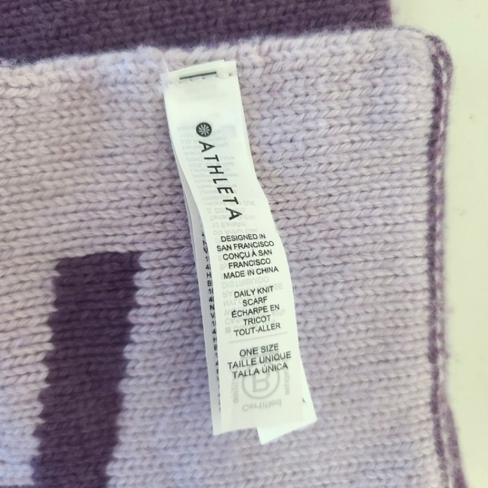 ATHLETA Daily Knit Cashmere Wool Blend Reversible Purple Cozy Scarf - Picture 5 of 8